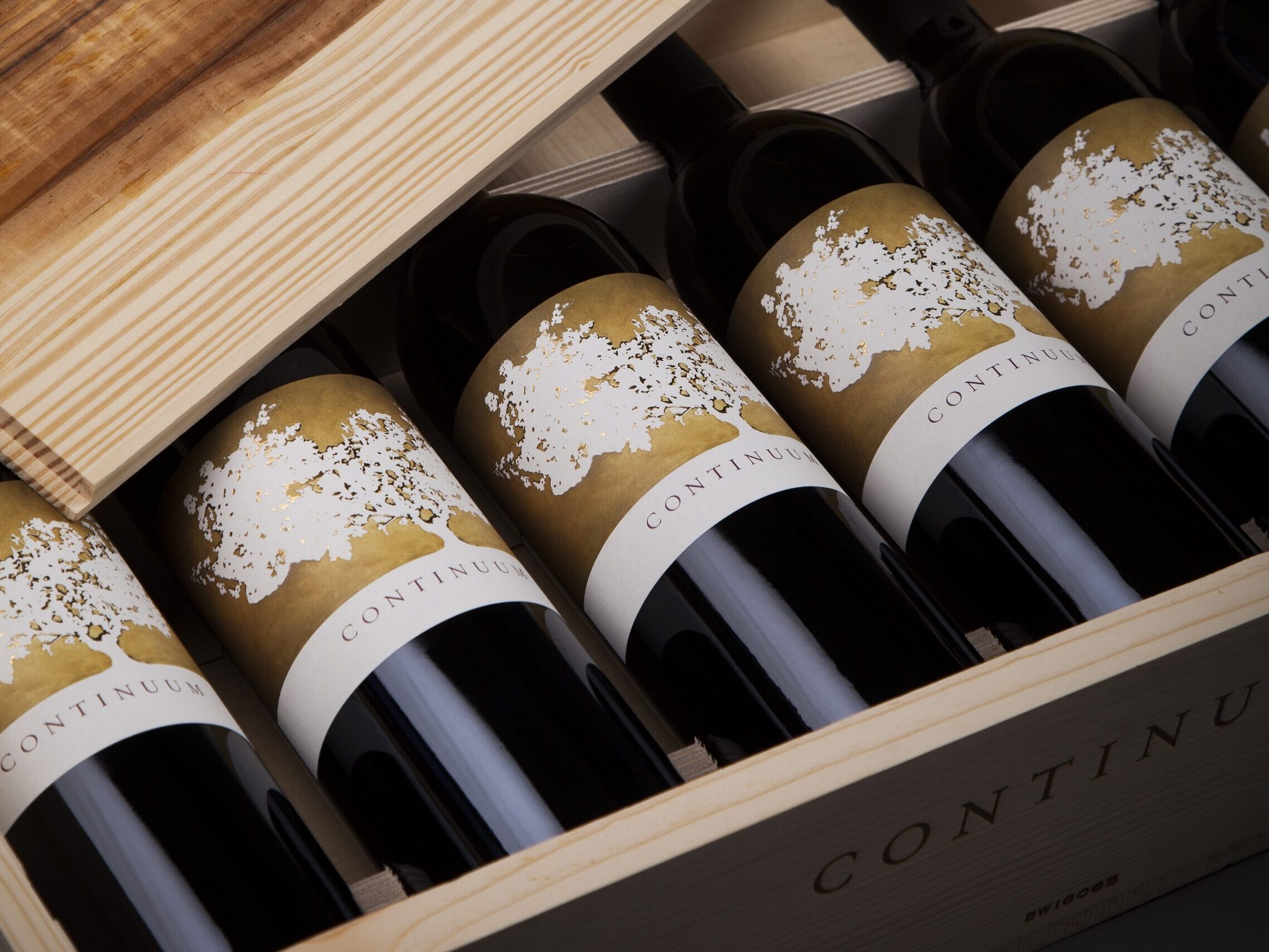 Continuum Estate wines in a crate